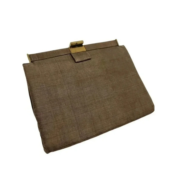 Ingber Made in USA Vintage 40s 50s Brown w/ Gold Clasp Original Mirror Purse - Picture 1 of 5